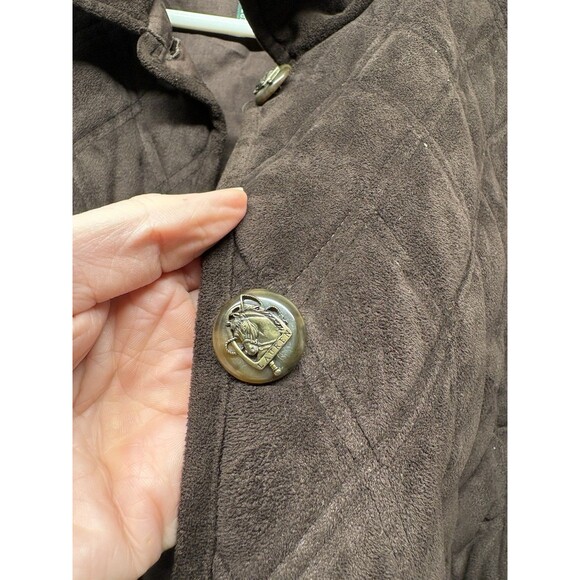 Lauren Ralph Lauren Barn Jacket Equestrian Faux Suede Quilted Women's L Brown - Picture 3 of 7